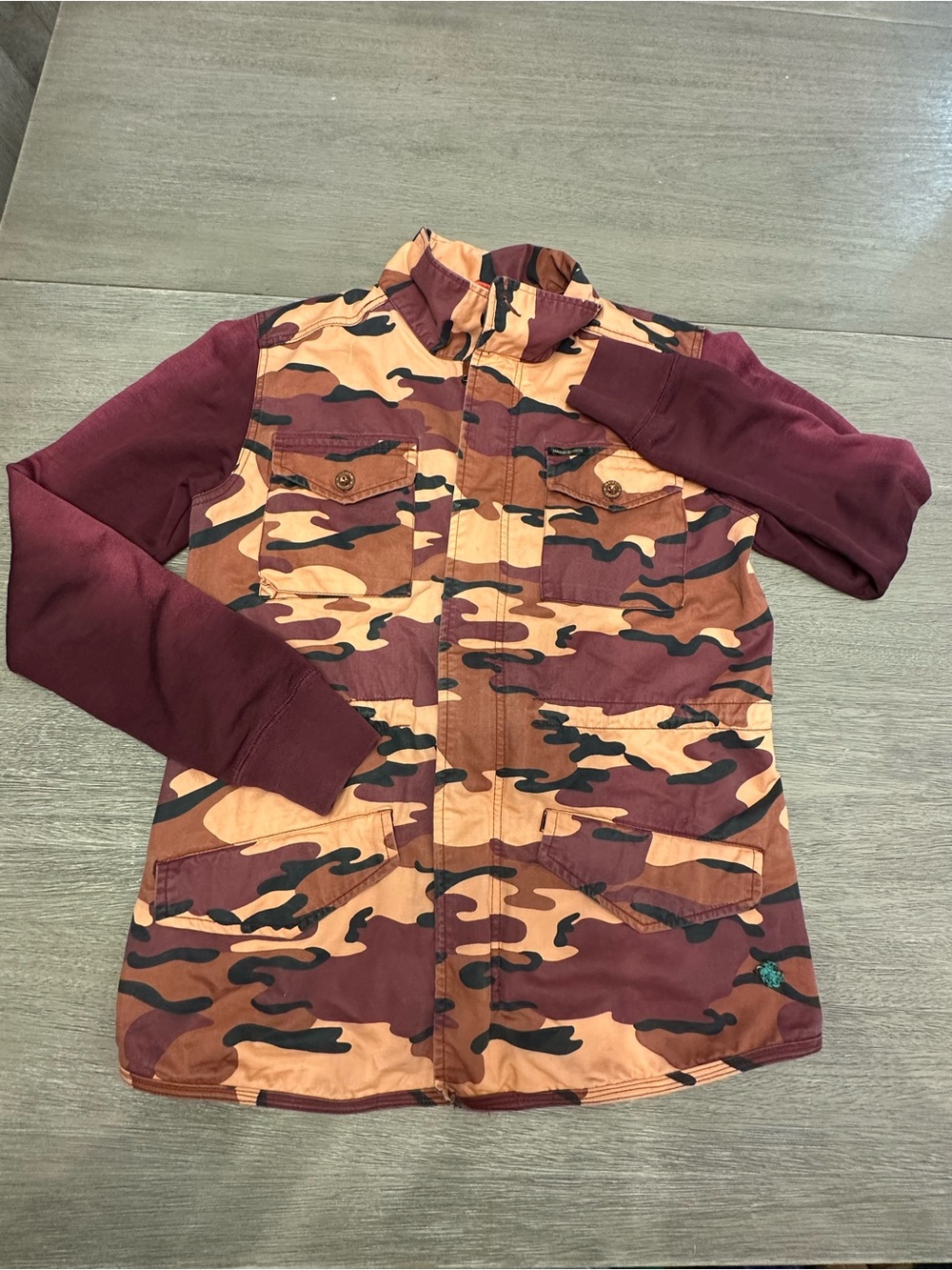 Maison scotch Maroon and Tan Camouflage Utility Jacket